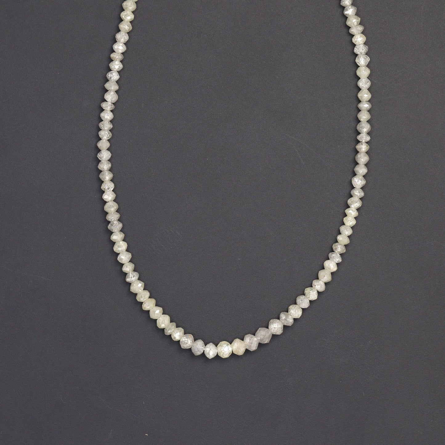 Gray Diamond 2.1mm - 2.7mm Hand Faceted Rondelles Bead Strand