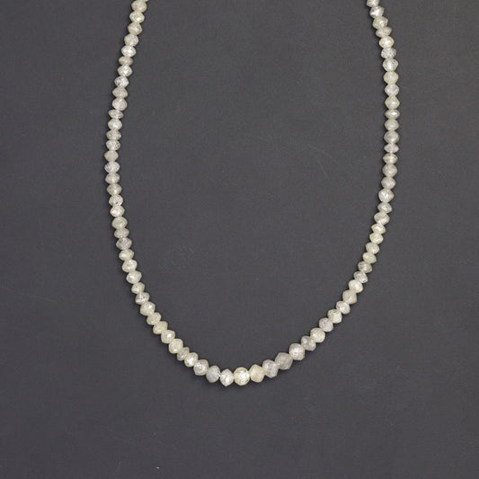 Gray Diamond 2.1mm - 2.7mm Hand Faceted Rondelles Bead Strand