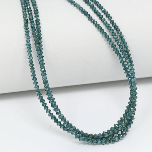 Blue Diamond 1.7mm – 2.7mm Hand Faceted Rondelles Bead Strand