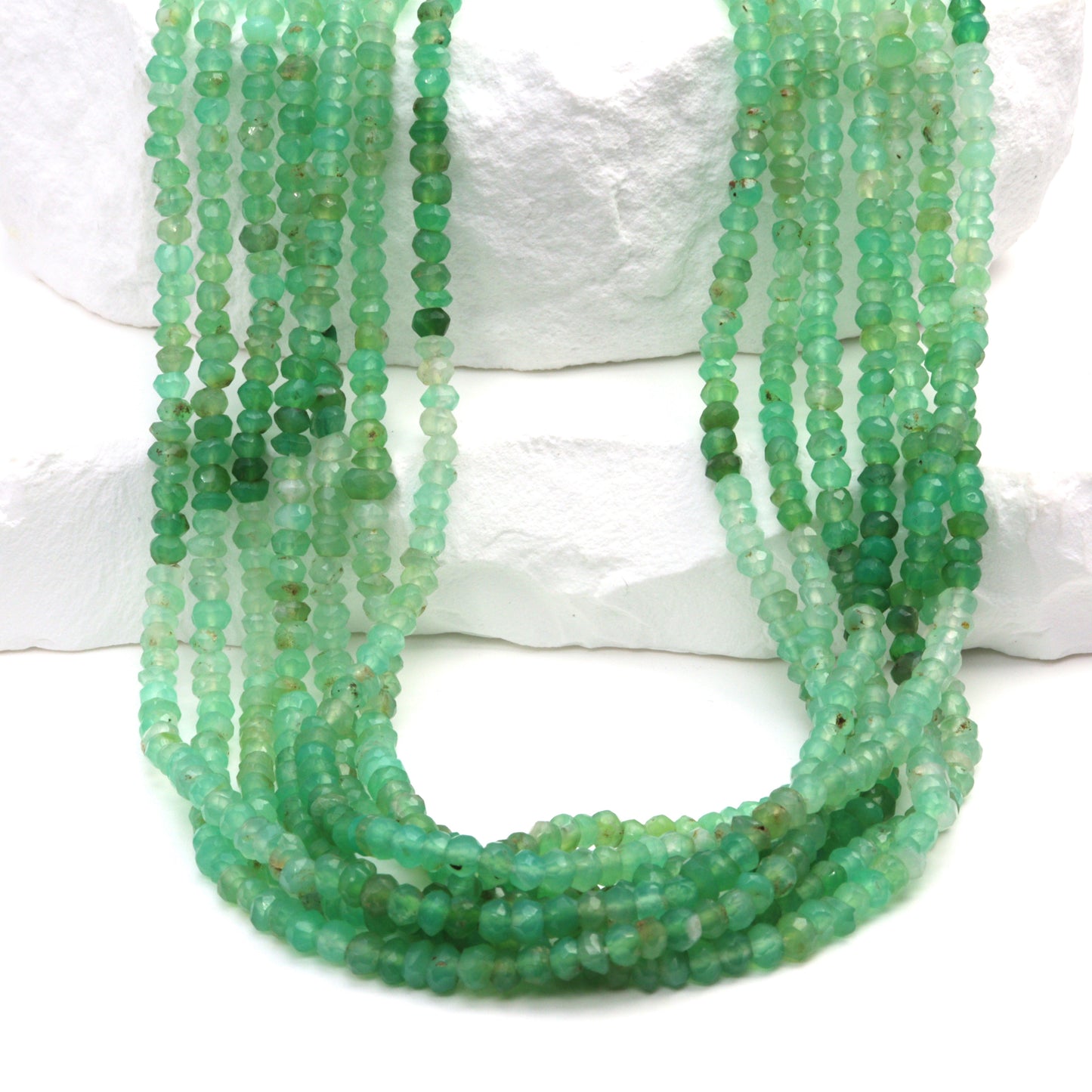Ombre Chrysoprase 3.5mm Faceted Rondelles