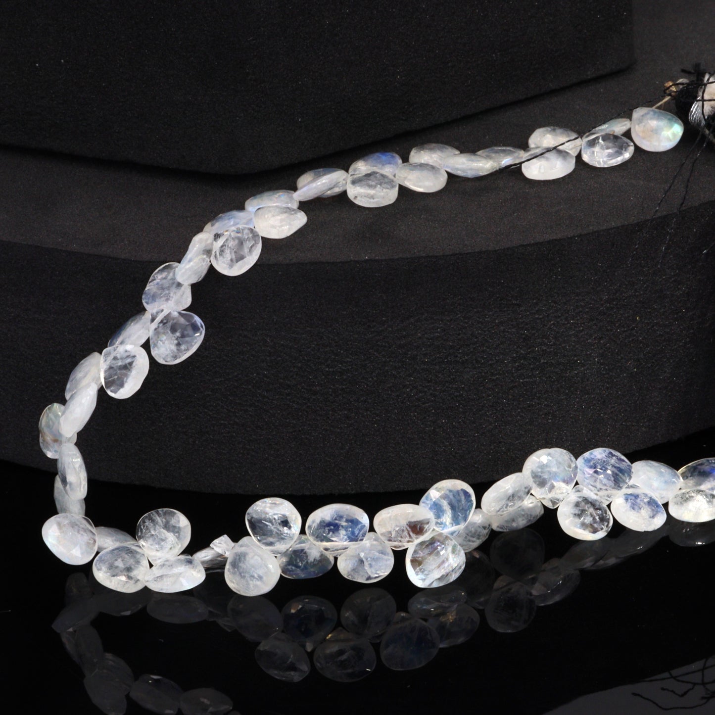 Blue Rainbow Moonstone 8mm Faceted Heart Shaped Briolettes