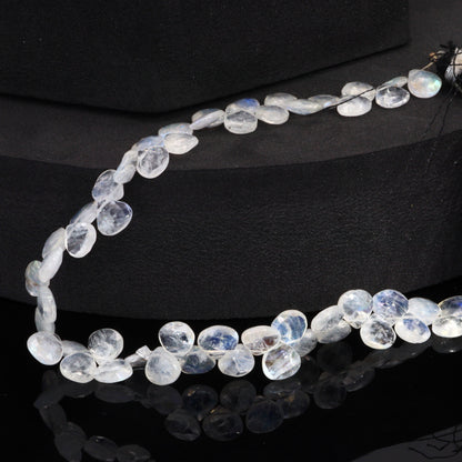 Blue Rainbow Moonstone 8mm Faceted Heart Shaped Briolettes