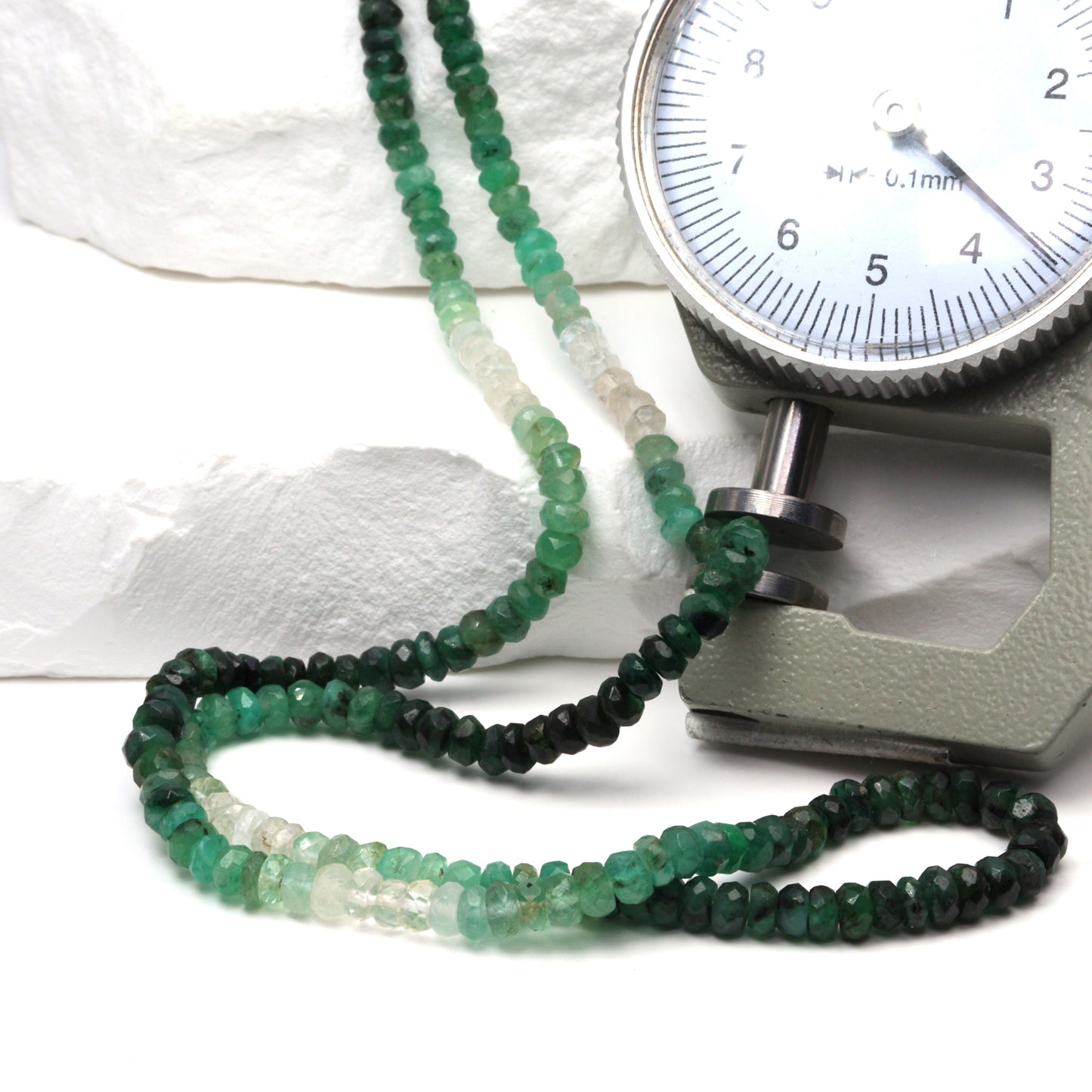 Ombre Green and White Emerald 3mm Hand Faceted Rondelles Bead Strand