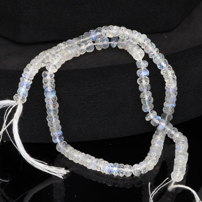 AA Blue Rainbow Moonstone 5mm Faceted Rondelles