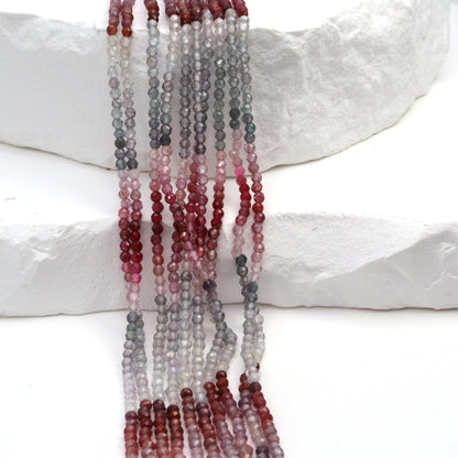 Multi Spinel 2mm Faceted Rounds Bead Strand
