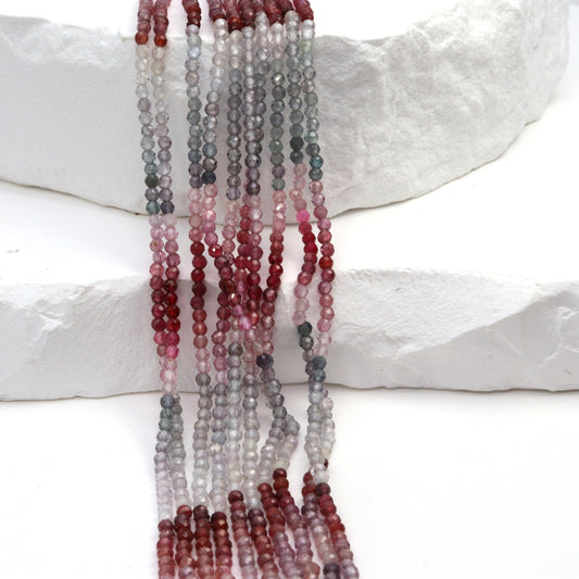 Multi Spinel 2mm Faceted Rounds Bead Strand
