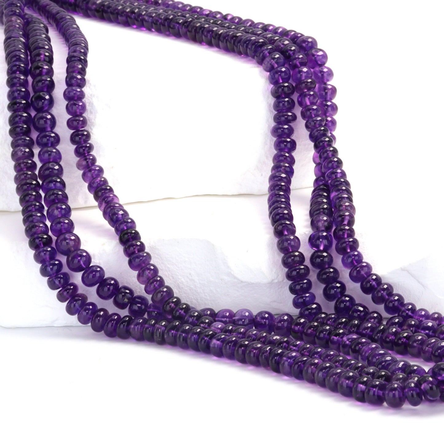 Purple Amethyst 4.5mm Smooth Rondelles