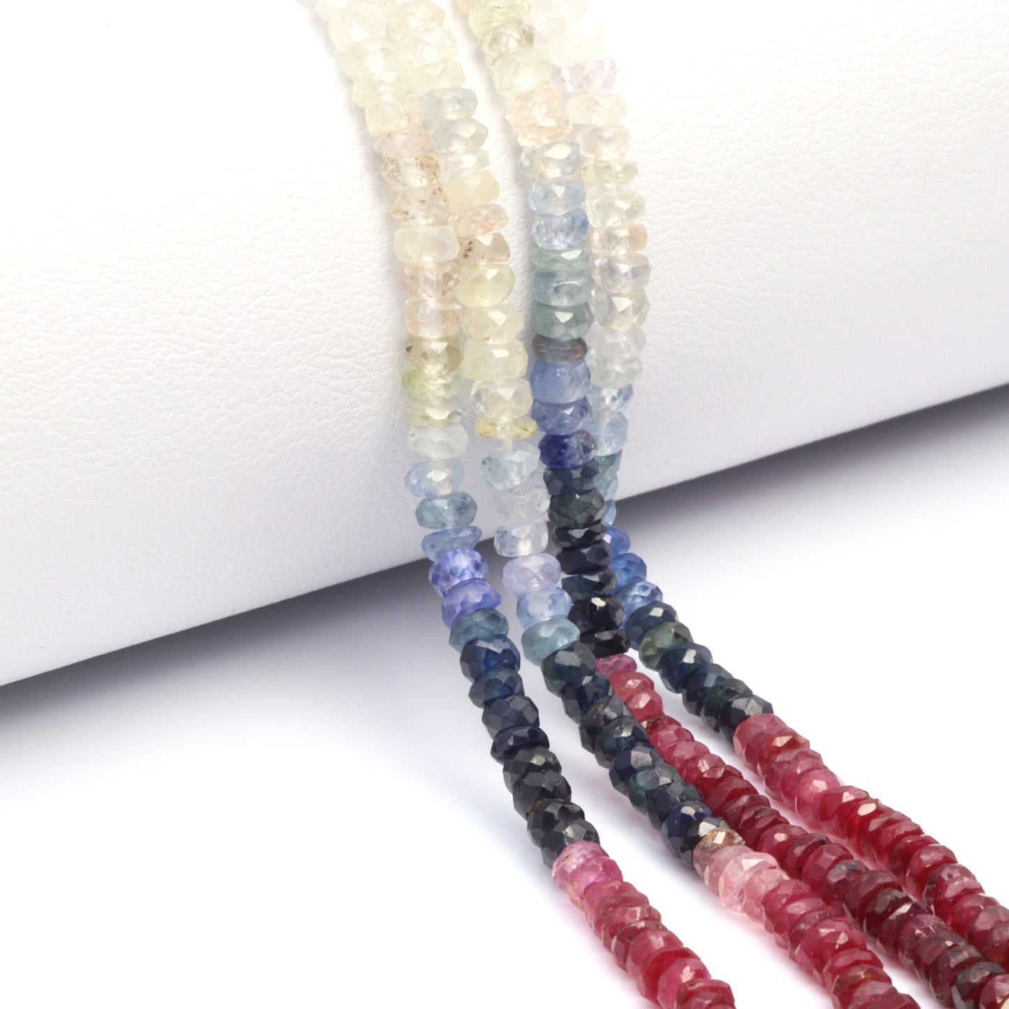 Multi Sapphire 3mm Hand Faceted Rondelles Bead Strand