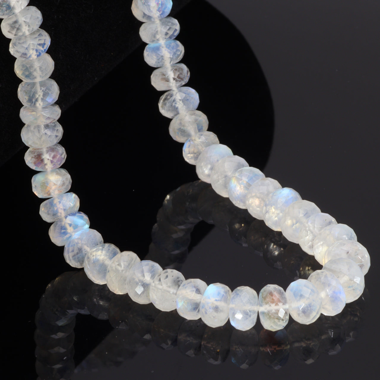 AA Blue Rainbow Moonstone 5mm Faceted Rondelles