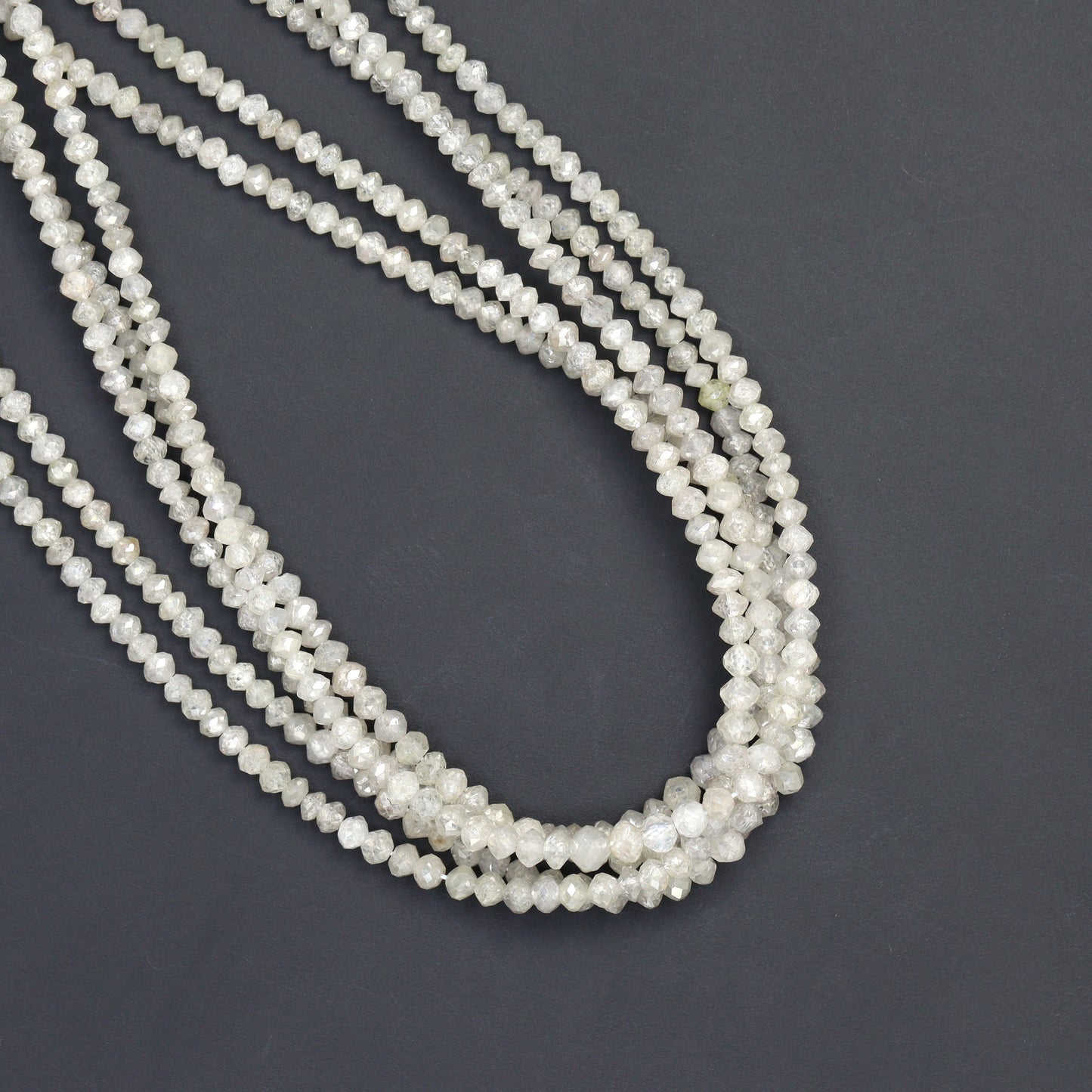 Gray Diamond 2mm - 2.7mm Hand Faceted Rondelles Bead Strand