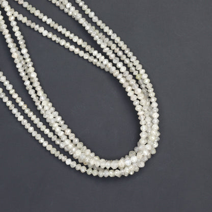 Gray Diamond 2mm - 2.7mm Hand Faceted Rondelles Bead Strand