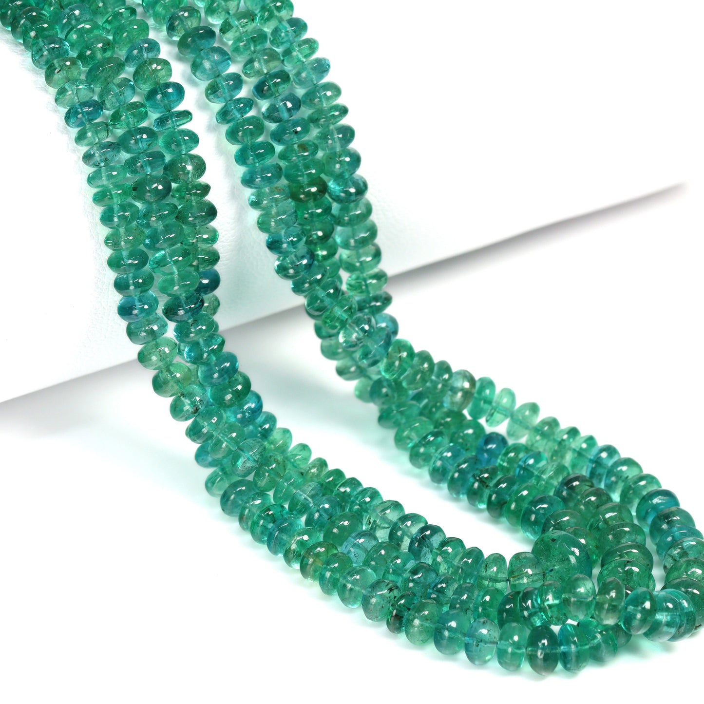 Green Emerald 3mm – 5.5mm Smooth Rondelles Bead Strand