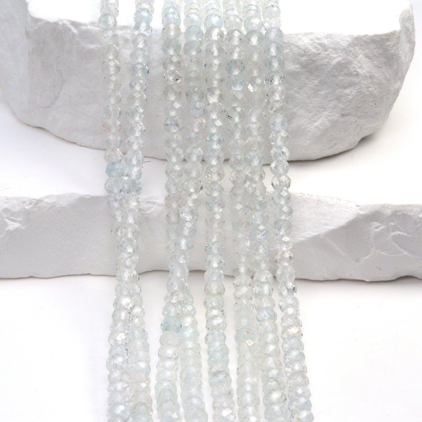 White Topaz 4mm Faceted Rondelles Bead Strand