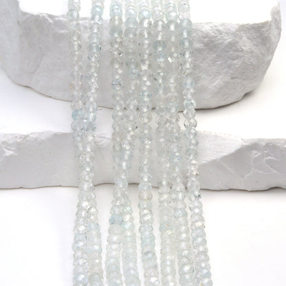 White Topaz 4mm Faceted Rondelles Bead Strand