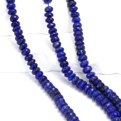 Royal Blue Lapis Lazuli 7mm Faceted Rondelles Bead Strand