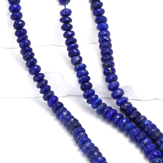 Royal Blue Lapis Lazuli 7mm Faceted Rondelles Bead Strand