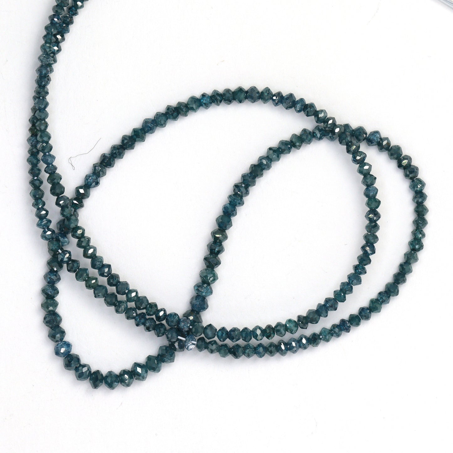 Blue Diamond 2.1mm - 2.8mm Hand Faceted Rondelles Bead Strand