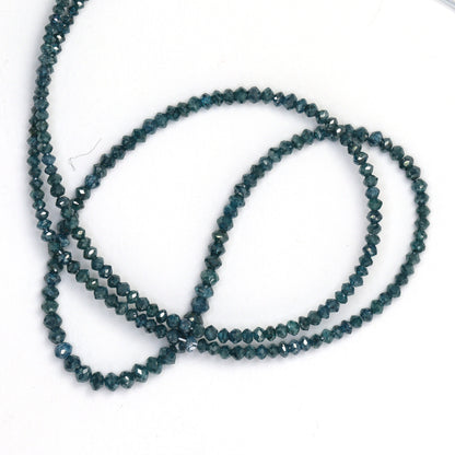 Blue Diamond 2.1mm - 2.8mm Hand Faceted Rondelles Bead Strand