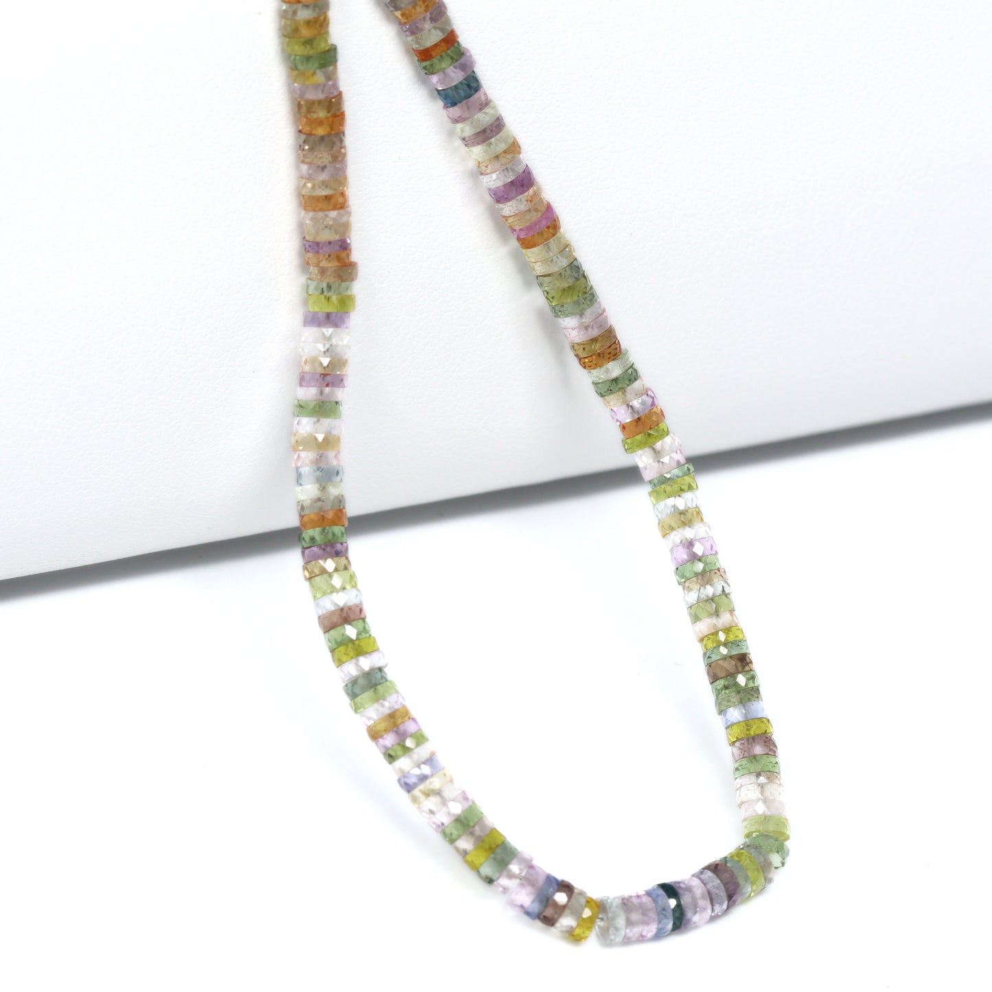 Multi Sapphire 3mm – 3.5mm Hand Faceted Tires Bead Strand