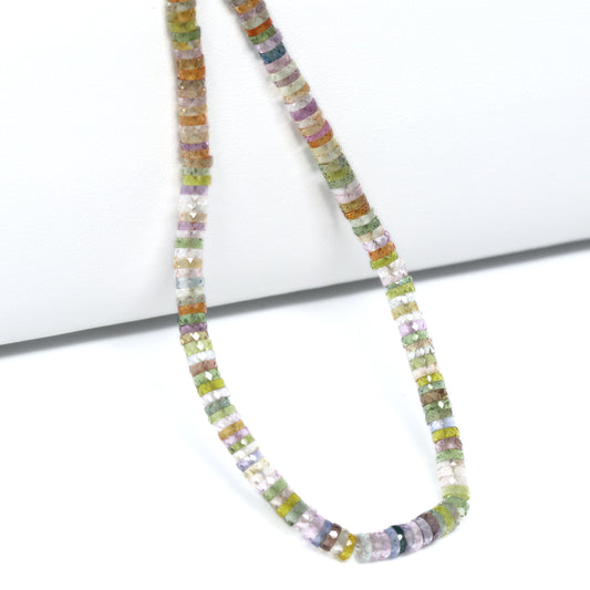 Multi Sapphire 3mm – 3.5mm Hand Faceted Tires Bead Strand