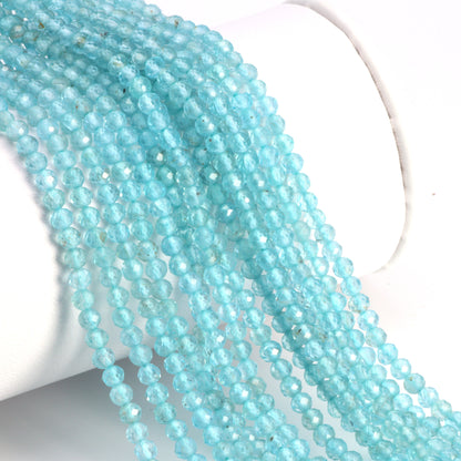 Sea Blue Apatite 3mm Faceted Rondelles Bead Strand