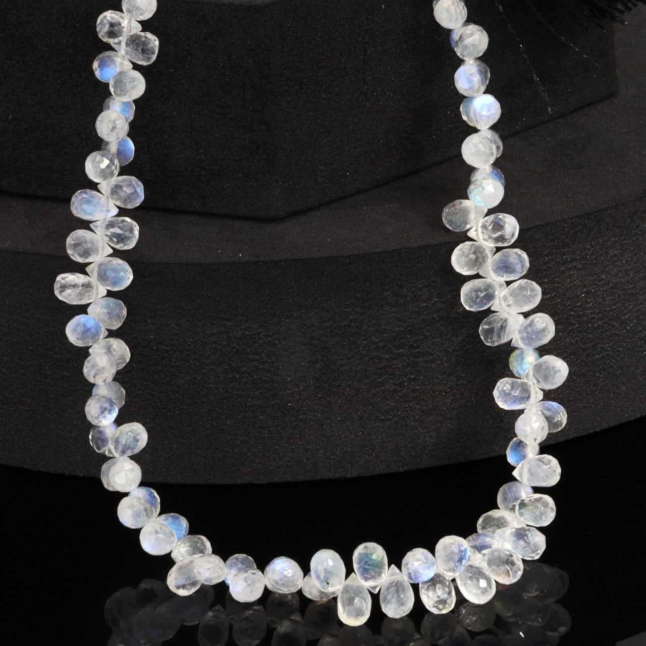 Blue Rainbow Moonstone 6x4mm Faceted Teardrop Briolettes Bead Strand