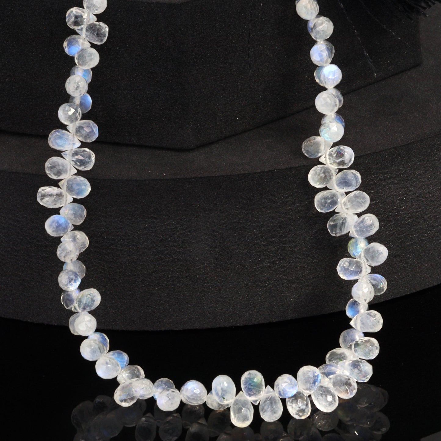 Blue Rainbow Moonstone 6x4mm Faceted Teardrop Briolettes Bead Strand