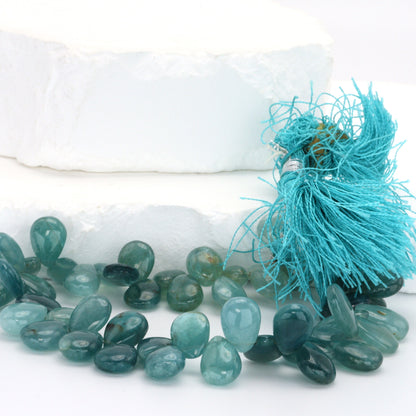 Ombre Blue Grandiderite 11x7mm Smooth Pear Shaped Briolettes