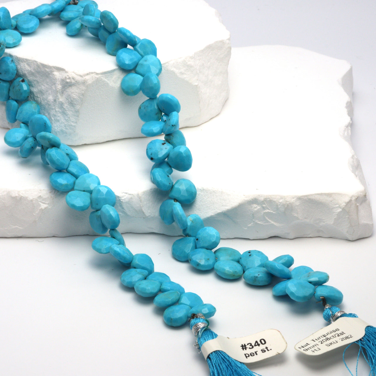Natural Blue Turquoise 9mm Faceted Heart Shaped Briolettes
