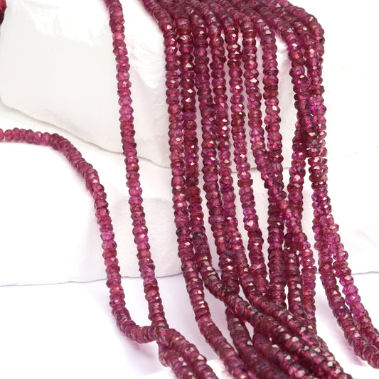 Rhodolite Garnet 3mm Hand Faceted Rondelles Bead Strand