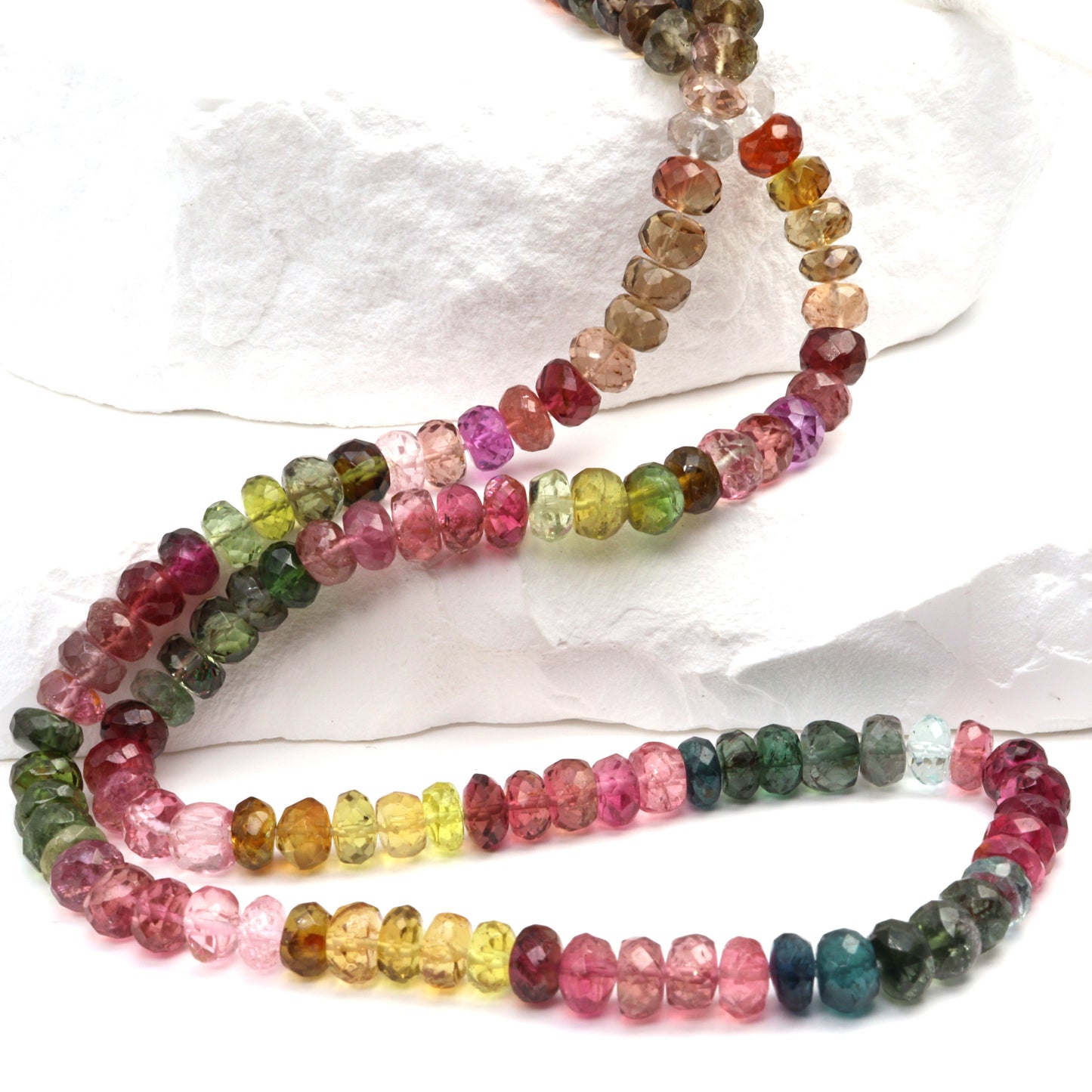 Watermelon Tourmaline 5.5mm Faceted Rondelles Bead Strand