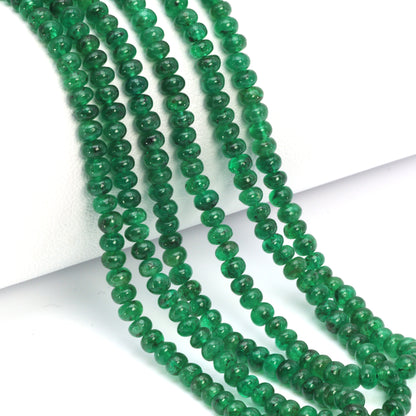 Green Emerald 3mm -  3.5mm Smooth Rondelles Bead Strand