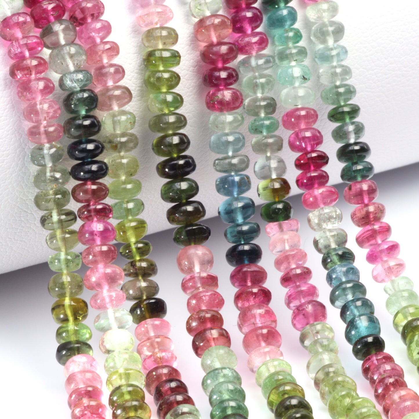 Watermelon Tourmaline 4.5mm Smooth Rondelles Bead Strand
