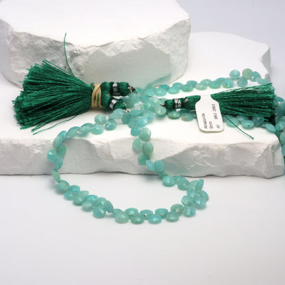 Amazonite 5mm Faceted Heart Shaped Briolettes Bead Strand