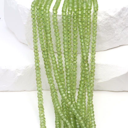Green Peridot 3mm Faceted Rondelles Bead Strand