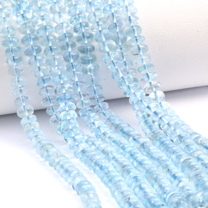 Blue Aquamarine 5.5mm Smooth Rondelles Bead Strand