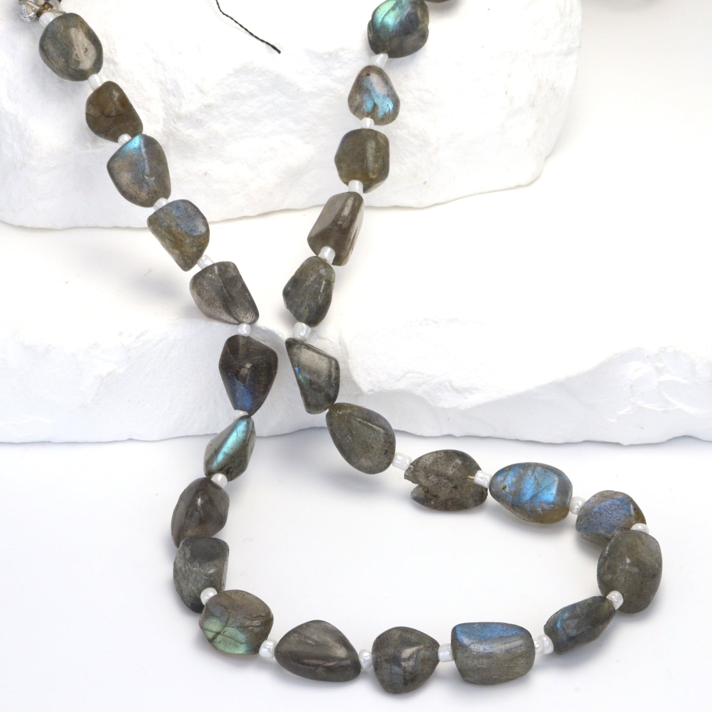 Labradorite 12x9mm Smooth Nuggets Bead Strand