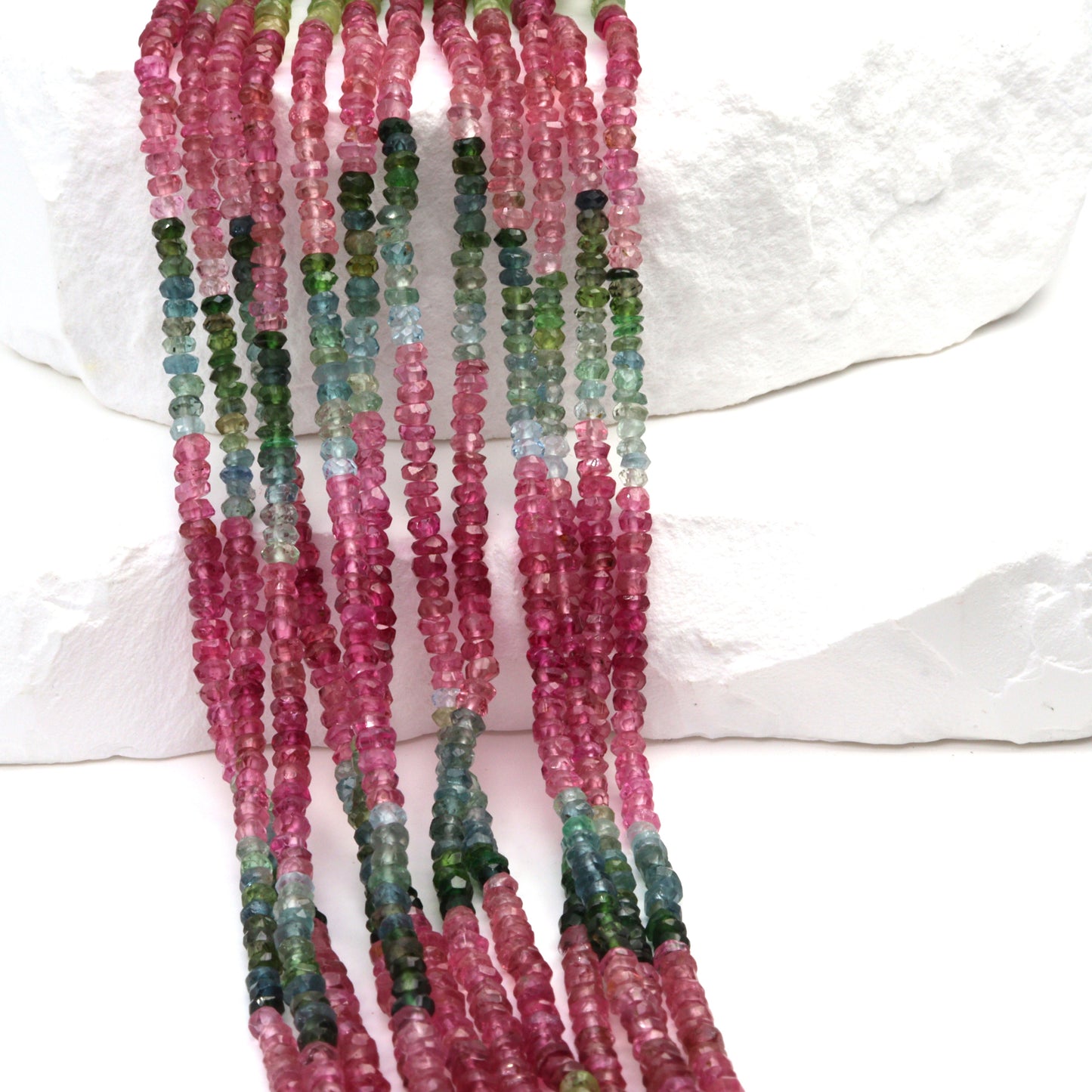 Watermelon Tourmaline 2.5mm Hand Faceted Rondelles Bead Strand