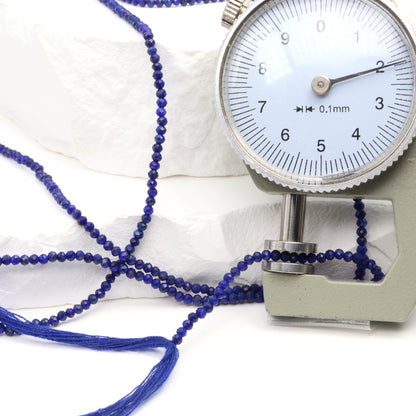 Royal Blue Lapis Lazuli 2mm Faceted Rounds Bead Strand