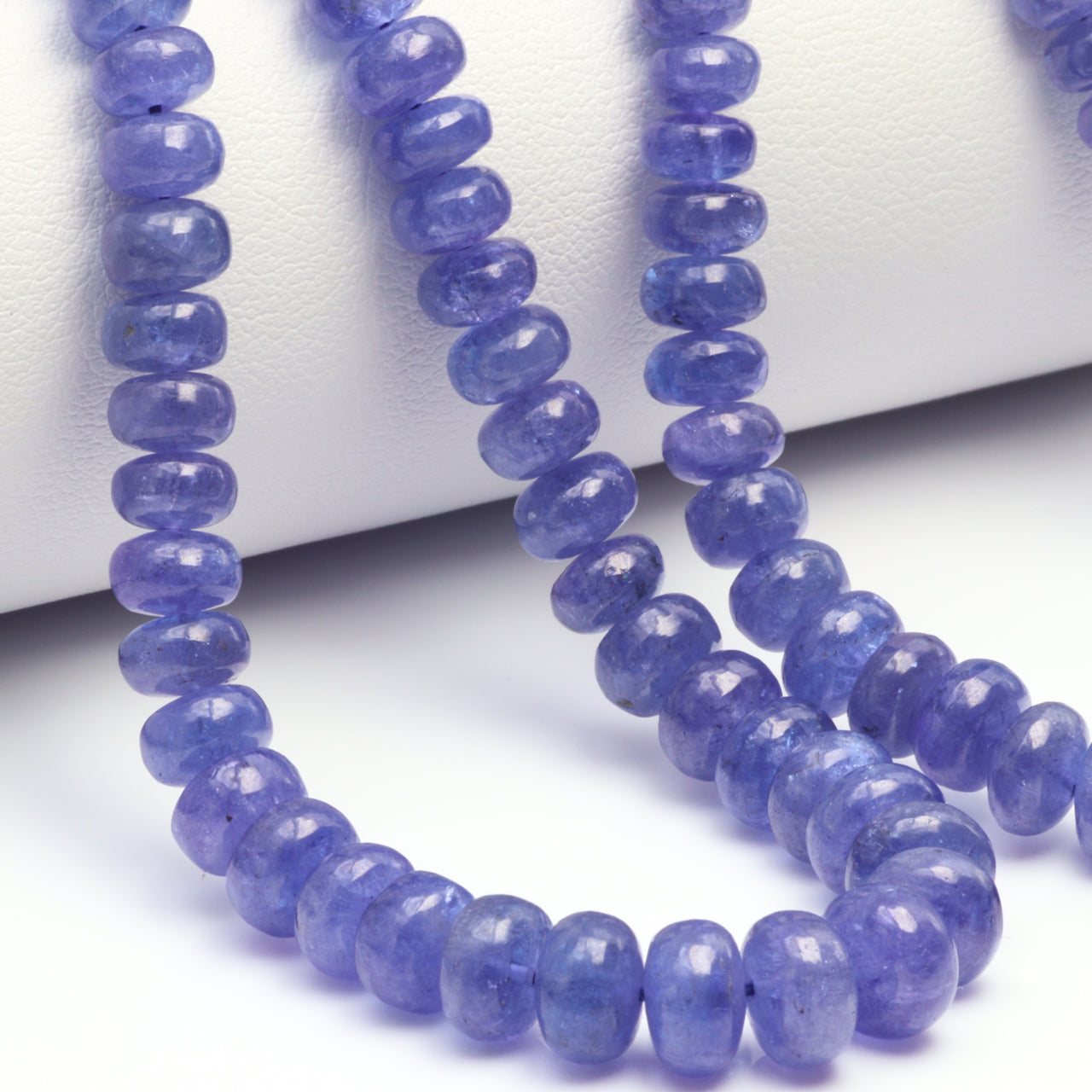 Blue Tanzanite 5mm -  6mm Smooth Rondelles Bead Strand