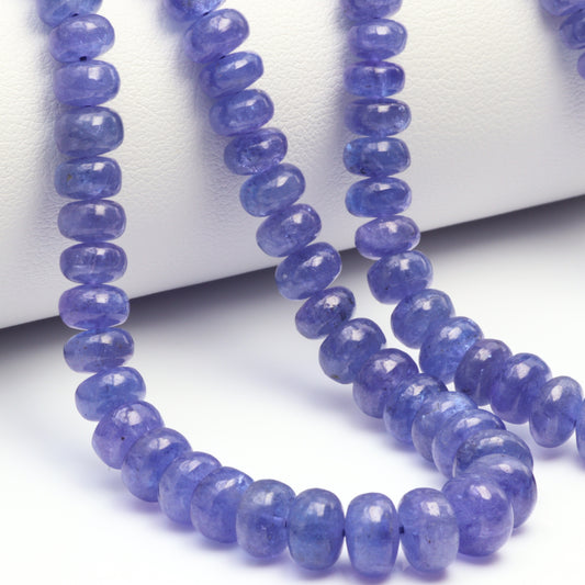 Blue Tanzanite 5mm -  6mm Smooth Rondelles Bead Strand