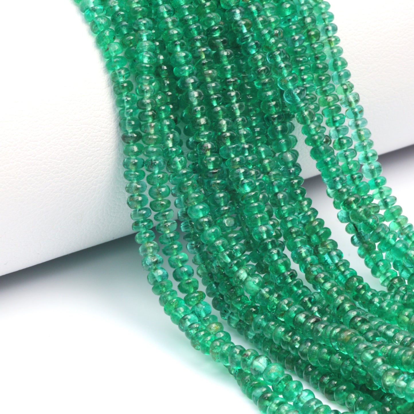Green Emerald 2.2mm - 3mm Smooth Rondelles Bead Strand