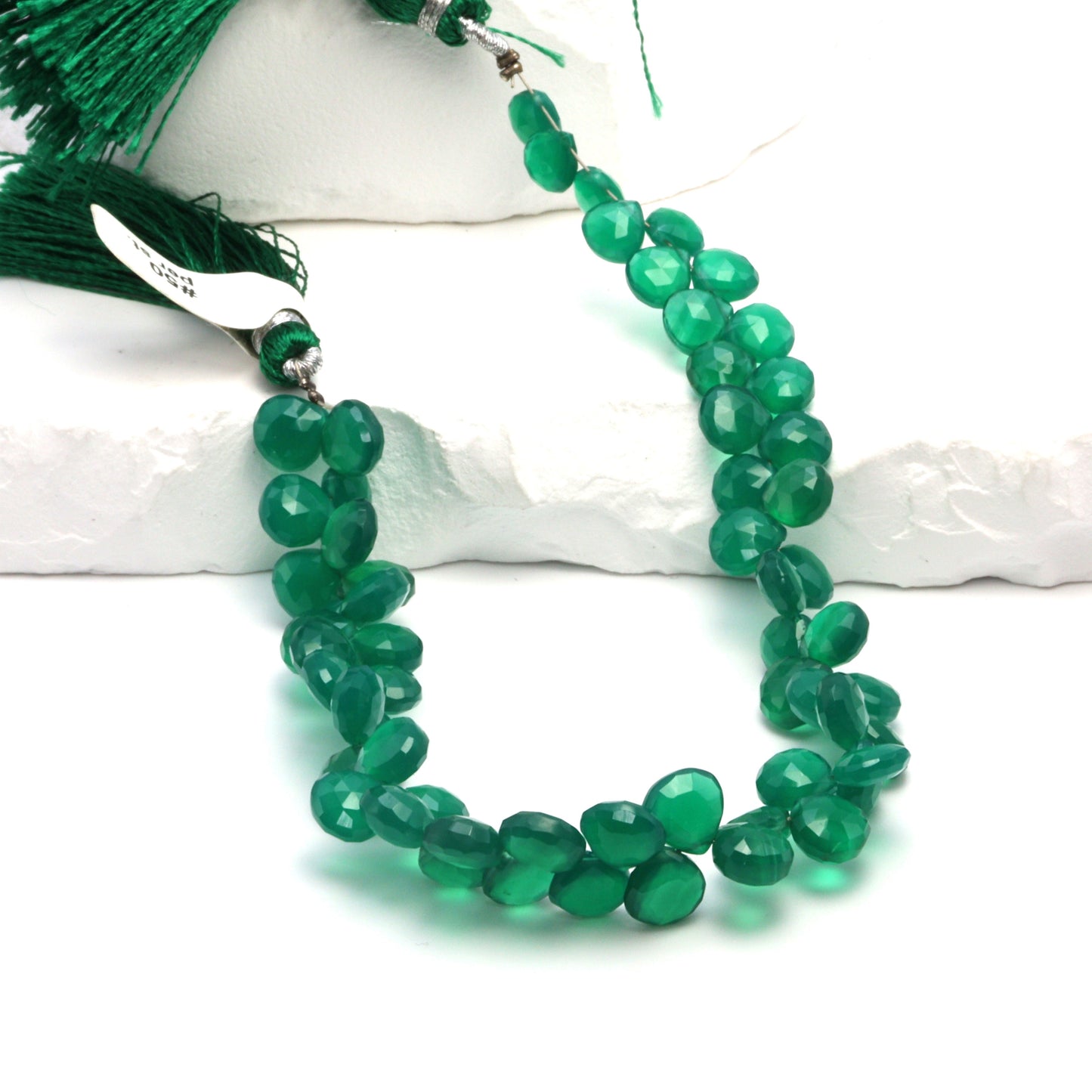 Green Onyx 6mm Faceted Heart Shaped Briolettes