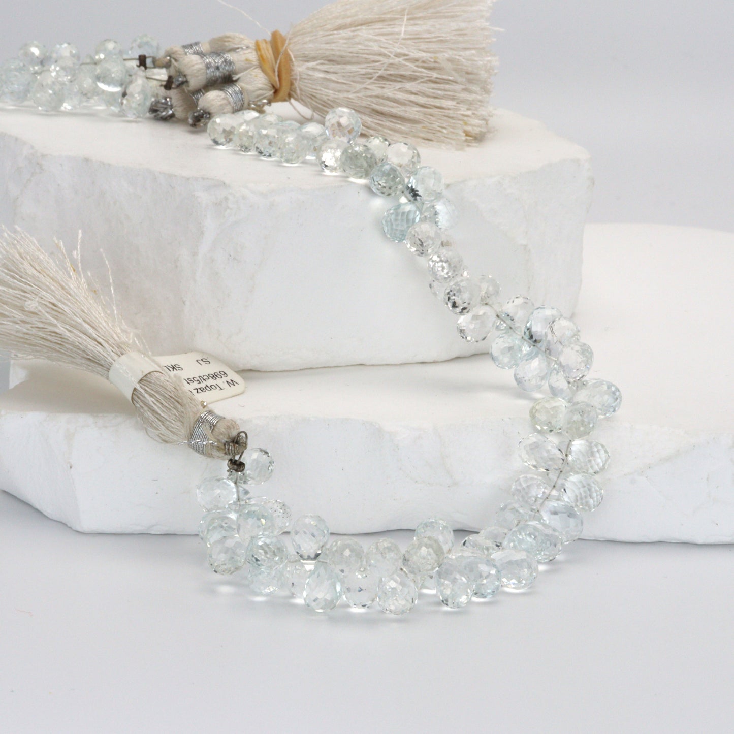 White Topaz 8x5mm Faceted Teardrop Briolettes