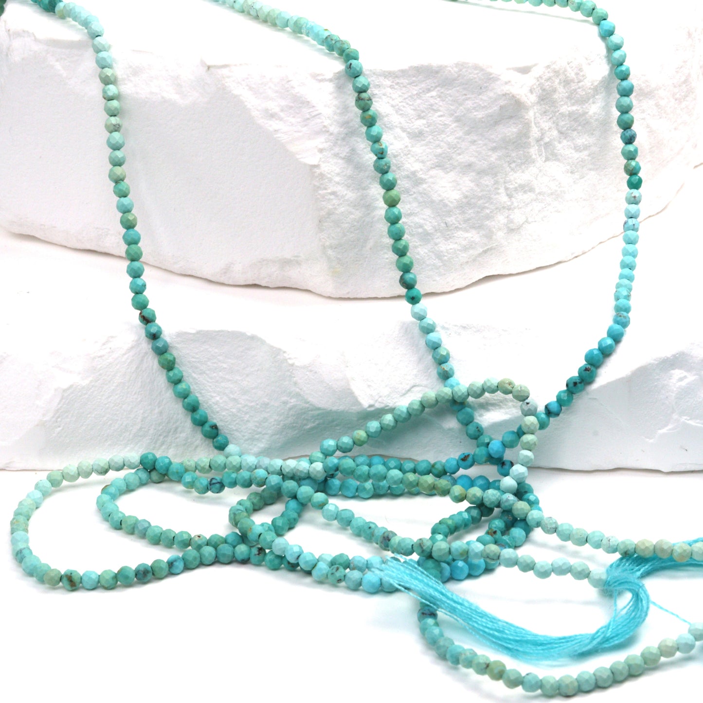 Ombre Natural Blue Turquoise 2mm Faceted Rounds Bead Strand
