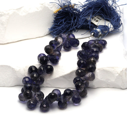 Blue Iolite 9x6mm Faceted Teardrop Briolettes