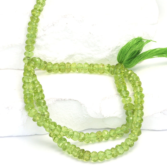 Green Peridot 5mm Faceted Rondelles Bead Strand