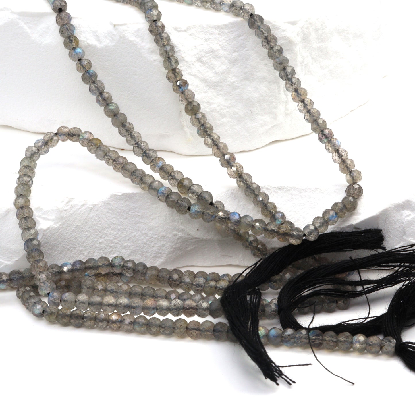 Blue Labradorite 3mm Faceted Rondelles Bead Strand