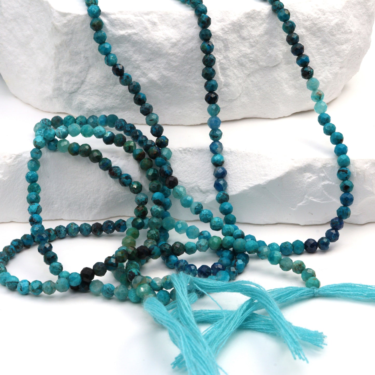 Ombre Chrysocolla 3mm Faceted Rounds Bead Strand