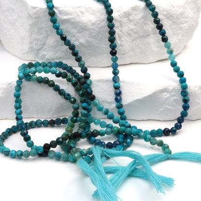 Ombre Chrysocolla 3mm Faceted Rounds Bead Strand